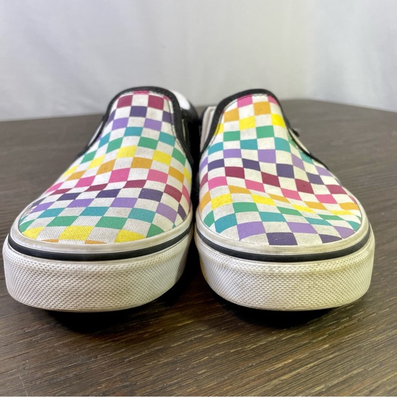 Vans 5 Rainbow Checkered Sneakers Slip On - Picture 3 of 10